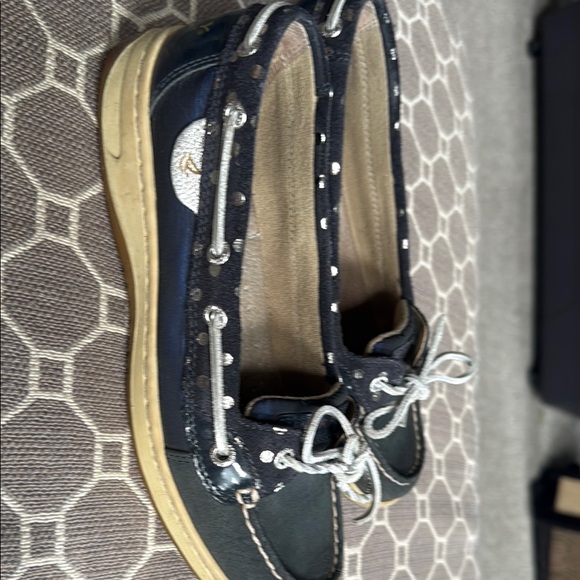 Sperry Dark Blue Boat Shoes with Light Gray Laces - Picture 8 of 13